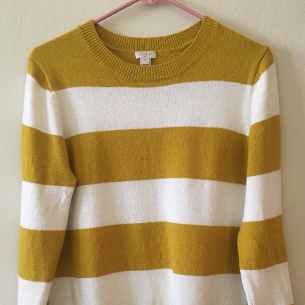 J. Crew Women’s Sweater Gold Yellow & White Stripe
